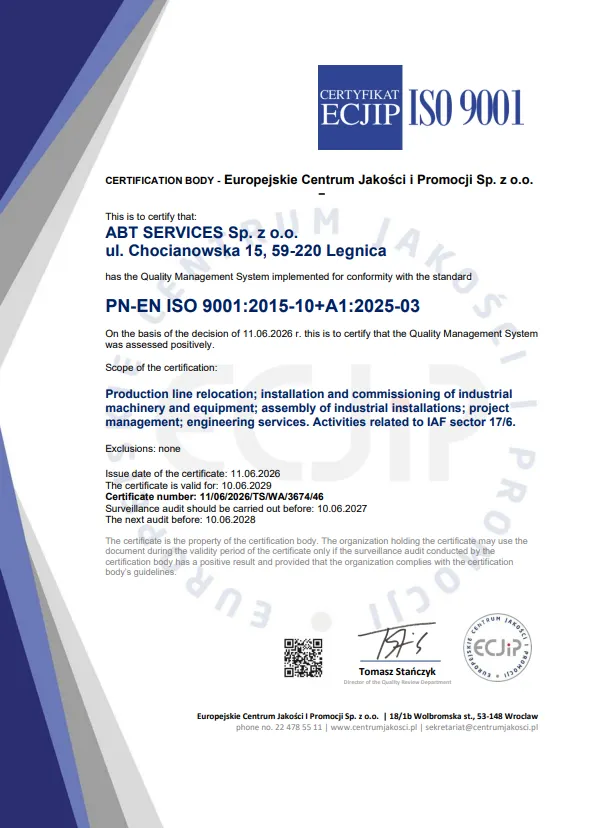 ISO 9001 Certificate ABT Services (EN)